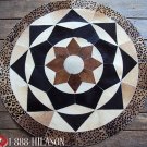 644 COWHIDE HAIR-ON LEATHER PATCHWORK RUG 48IN DIA