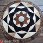 644 COWHIDE HAIR-ON LEATHER PATCHWORK RUG 48IN DIA