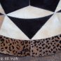 644 COWHIDE HAIR-ON LEATHER PATCHWORK RUG 48IN DIA