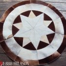 645 COWHIDE HAIR-ON LEATHER PATCHWORK RUG 48IN DIA