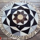 646 COWHIDE HAIR-ON LEATHER PATCHWORK RUG 48IN DIA