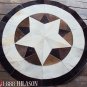 647 COWHIDE HAIR-ON LEATHER PATCHWORK RUG 48IN DIA