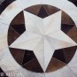 647 COWHIDE HAIR-ON LEATHER PATCHWORK RUG 48IN DIA