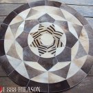648 COWHIDE HAIR-ON LEATHER PATCHWORK RUG 48IN DIA