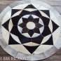 650 COWHIDE HAIR-ON LEATHER PATCHWORK RUG 48IN DIA