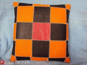 PL331 Smooth Leather PatchWork Cushion Pillow Cover