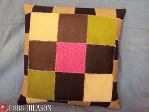 PL337 Smooth Leather PatchWork Cushion Pillow Cover
