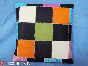 PL338 Smooth Leather PatchWork Cushion Pillow Cover
