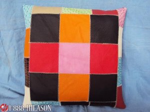 PL340 Smooth Leather PatchWork Cushion Pillow Cover