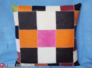 PL341 Smooth Leather PatchWork Cushion Pillow Cover