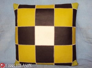 PL343 Smooth Leather PatchWork Cushion Pillow Cover