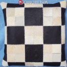 PL355 Cowhide  Leather PatchWork Cushion Pillow Cover