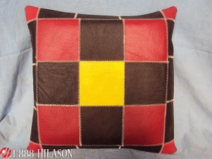 PL357 Smooth Leather PatchWork Cushion Pillow Cover