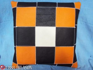 PL358 Smooth Leather PatchWork Cushion Pillow Cover