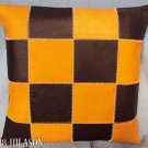 PL359 Smooth Leather PatchWork Cushion Pillow Cover