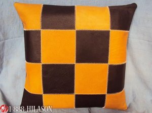 PL359 Smooth Leather PatchWork Cushion Pillow Cover