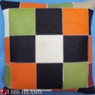 PL371 Smooth Leather PatchWork Cushion Pillow Cover