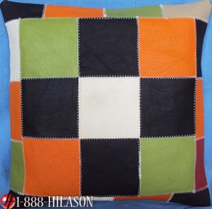 PL371 Smooth Leather PatchWork Cushion Pillow Cover