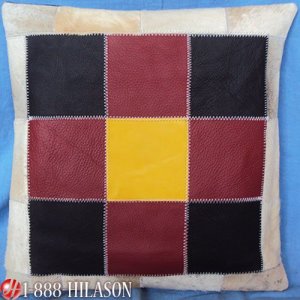 PL376 Smooth Leather PatchWork Cushion Pillow Cover