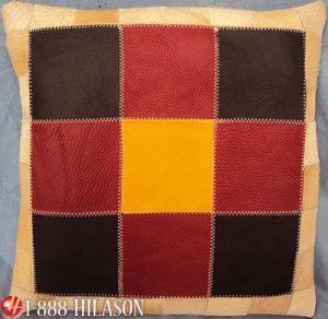 PL394 Smooth Leather PatchWork Cushion Pillow Cover