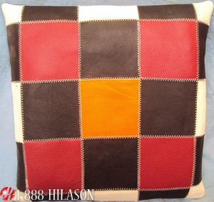 PL416 Smooth Leather PatchWork Cushion Pillow Cover