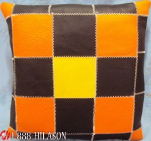 PL452 Smooth Leather PatchWork Cushion Pillow Cover