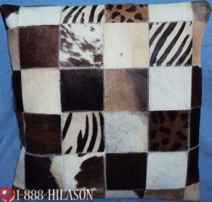 PL400 Cowhide Leather Hair-On PatchWork Cushion Pillow Cover