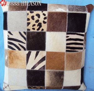 PL403 Cowhide Leather Hair-On PatchWork Cushion Pillow Cover
