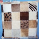 PL404 Cowhide Leather Hair-On PatchWork Cushion Pillow Cover