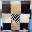 PL407 Cowhide Leather Hair-On PatchWork Cushion Pillow Cover