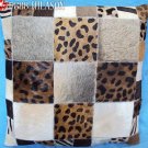 PL417 Cowhide Leather Hair-On PatchWork Cushion Pillow Cover