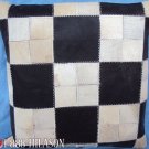 PL421 Cowhide Leather Hair-On PatchWork Cushion Pillow Cover