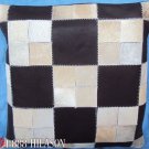 PL422 Cowhide Leather Hair-On PatchWork Cushion Pillow Cover