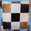 PL429 Cowhide Leather Hair-On PatchWork Cushion Pillow Cover