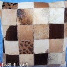 PL433 Cowhide Leather Hair-On PatchWork Cushion Pillow Cover