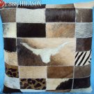 PL440 Cowhide Leather Hair-On PatchWork Cushion Pillow Cover
