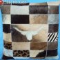 PL440 Cowhide Leather Hair-On PatchWork Cushion Pillow Cover