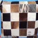 PL442 Cowhide Leather Hair-On PatchWork Cushion Pillow Cover