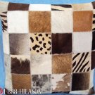 PL449 Cowhide Leather Hair-On PatchWork Cushion Pillow Cover