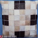 PL454 Cowhide Leather Hair-On PatchWork Cushion Pillow Cover
