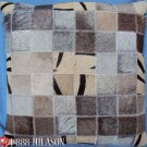 PL459 Cowhide Leather Hair-On PatchWork Cushion Pillow Cover