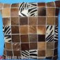 PL465 Cowhide Leather Hair-On PatchWork Cushion Pillow Cover