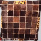 PL466 Cowhide Leather Hair-On PatchWork Cushion Pillow Cover