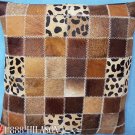 PL468 Cowhide Leather Hair-On PatchWork Cushion Pillow Cover