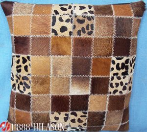 PL468 Cowhide Leather Hair-On PatchWork Cushion Pillow Cover
