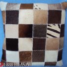 PL469 Cowhide Leather Hair-On PatchWork Cushion Pillow Cover