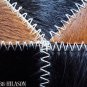 635 COWHIDE HAIR-ON LEATHER PATCHWORK RUG 48IN DIA