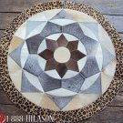 638 COWHIDE HAIR-ON LEATHER PATCHWORK RUG 48IN DIA