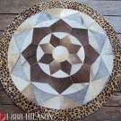 639 COWHIDE HAIR-ON LEATHER PATCHWORK RUG 48IN DIA
