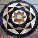 641 COWHIDE HAIR-ON LEATHER PATCHWORK RUG 48IN DIA